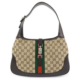 GUCCI Sherry Jackie GG Canvas Leather Schultertasche Handtasche 00963
