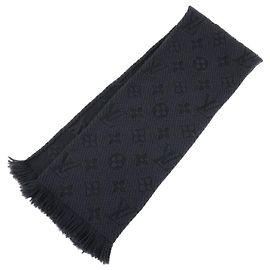 Louis Vuitton Echarpe Logomania Wool Silk Scarf Black M72431