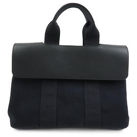 Hermès HERMES Valparaiso PM Toile Chevron Tote Bag Hand Bag Black