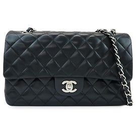 CHANEL Matelasse 25 Double Flap Lamb Skin Chain Shoulder Bag A01112