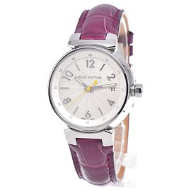 Louis Vuitton Tambour Quartz Stainless Steel and Monogram Vernis 34