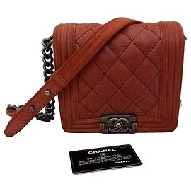 Chanel Boy Flap Schultertasche aus orangefarbenem Wildleder