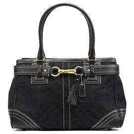 Coach 10508 Borsa Tote Hamptons in tela Signature nera