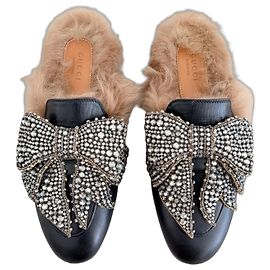 Gucci Princetown Mules Fiocco Cristalli e Pelliccia