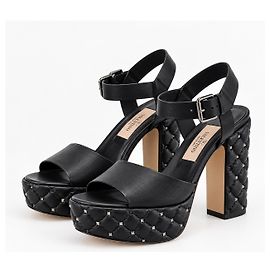 Valentino Garavani Sandali Rockstud platform in pelle nera