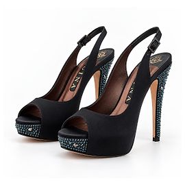 Gina London Décolleté Slingback Platform Satin e Cristalli