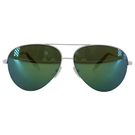 Victoria Beckham Gafas de sol aviador espejo VBS100 de metal blanco 145mm