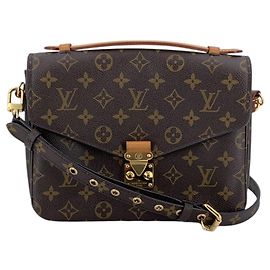 Louis Vuitton Bolsa de ombro transversal Pochette Metis Monogram em lona castanha