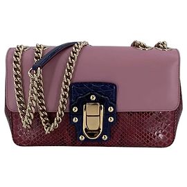 Dolce & Gabbana Borsa a tracolla con patta Lucia in pelle blu e viola Dolce e Gabbana