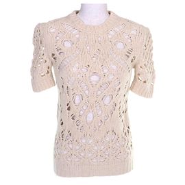 Top a maniche corte in maglia crochet in lana Christian Dior