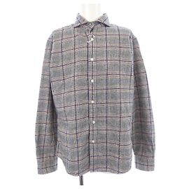 Autre Marque Camisa SCROLL Marrom com Xadrez Azul