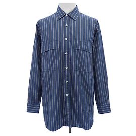 Autre Marque Camisa às riscas COLON azul e castanha