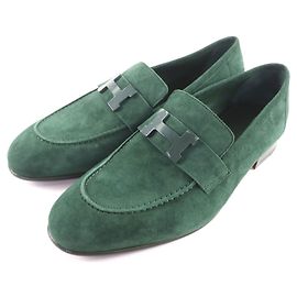 Hermès Constance Loafer aus Metall und Wildleder
