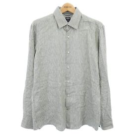 Camisa Hugo Boss Boss Cotton Shirt Verde com Listras Khaki