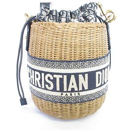 Borsa a tracolla in vimini Christian Dior Oblique