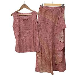 Autre Marque INGEBORG Set aus ärmelloser Bluse mit Picot-Rüschen und langem Rock