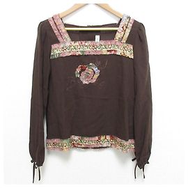 Autre Marque Blusa de manga larga y escote cuadrado Ingeborg Flower