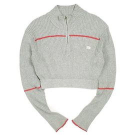 Autre Marque JUEMI EMB Half Zip Cropped Knit Cotton Knitwear