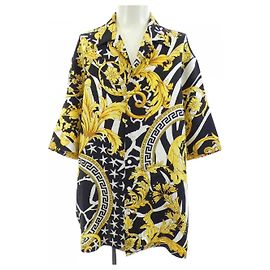Camicia a maniche corte in seta Versace