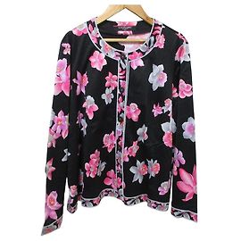 LEONARD FASHION Flower Print Cotton Collarless Jacket