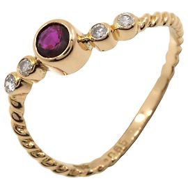 Autre Marque Anello Au750 Rubino e Diamante