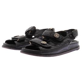 Sandali Dad Chanel in pelle nera taglia 38