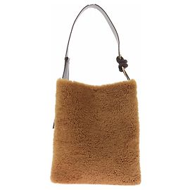Anya Hindmarch Borsa "Ringo" in pelle di pecora marrone