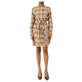 Burberry Karierter Hemdkleid in Neutraltönen - size UK 6