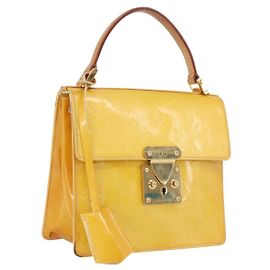 LOUIS VUITTON Monogram Vernis Spring Street Bag Lime Yellow M91068