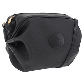 GUCCI Micro GG Shoulder Bag PVC Black Gold Tone 007 115 0086