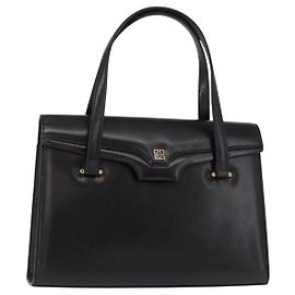 GIVENCHY Sac à main en cuir noir et or