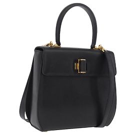 Salvatore Ferragamo Bolso de Mano Gancini de Piel 2way Negro Oro