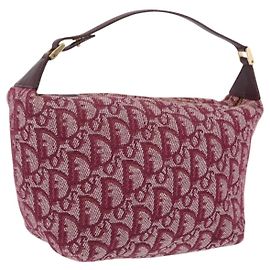 Christian Dior Trotter Canvas Hand Bag Red Gold