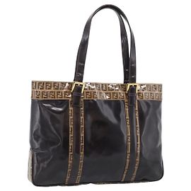 FENDI Zucchino Canvas Tote Bag Coated Canvas Beige Gold