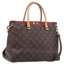 LOUIS VUITTON Monogram Pallas MM Hand Bag 2way Red M41175 LV