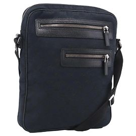 GUCCI GG Canvas Shoulder Bag Black Silver 92551