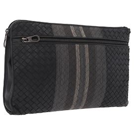 Bottega Veneta INTRECCIATO Clutch Bag Leather Black