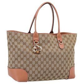GUCCI GG Canvas Tote Bag Beige Gold 269956