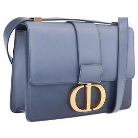 Christian Dior 30 Montaigne Schultertasche Leder Blau Gold