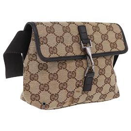 GUCCI GG Canvas Waist bag Beige Silver 92543