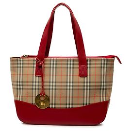 Sac cabas Burberry Beige Haymarket Check Canvas