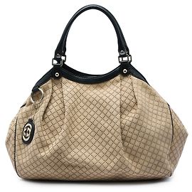 Borsa tote Gucci Sukey Large in tela Diamante beige
