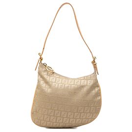 Borsa a tracolla Fendi Beige Zucchino Canvas Oyster