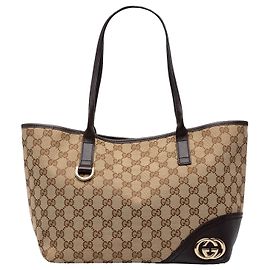 Bolso tote Gucci New Britt de lona GG beige