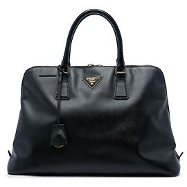 Prada Black Large Saffiano Lux Promenade Satchel