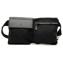 Gucci Gürteltasche aus schwarzem GG Canvas mit zwei Taschen