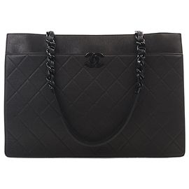 Chanel Black Large Quilted Caviar My Everything Shopping Tote
