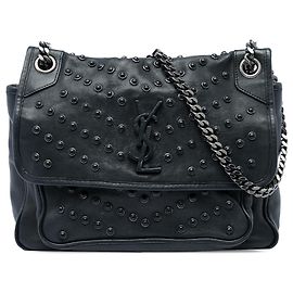 Autre Marque Saint Laurent Black Medium Studded Calfskin Niki