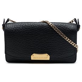 Portafoglio con catena Madison Burberry in pelle testurizzata nera
