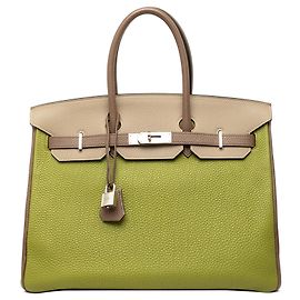 Hermès Green Special Order Tricolor Togo Birkin Retourne 35
